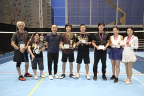 Prize winners of the Badminton Doubles Tournament